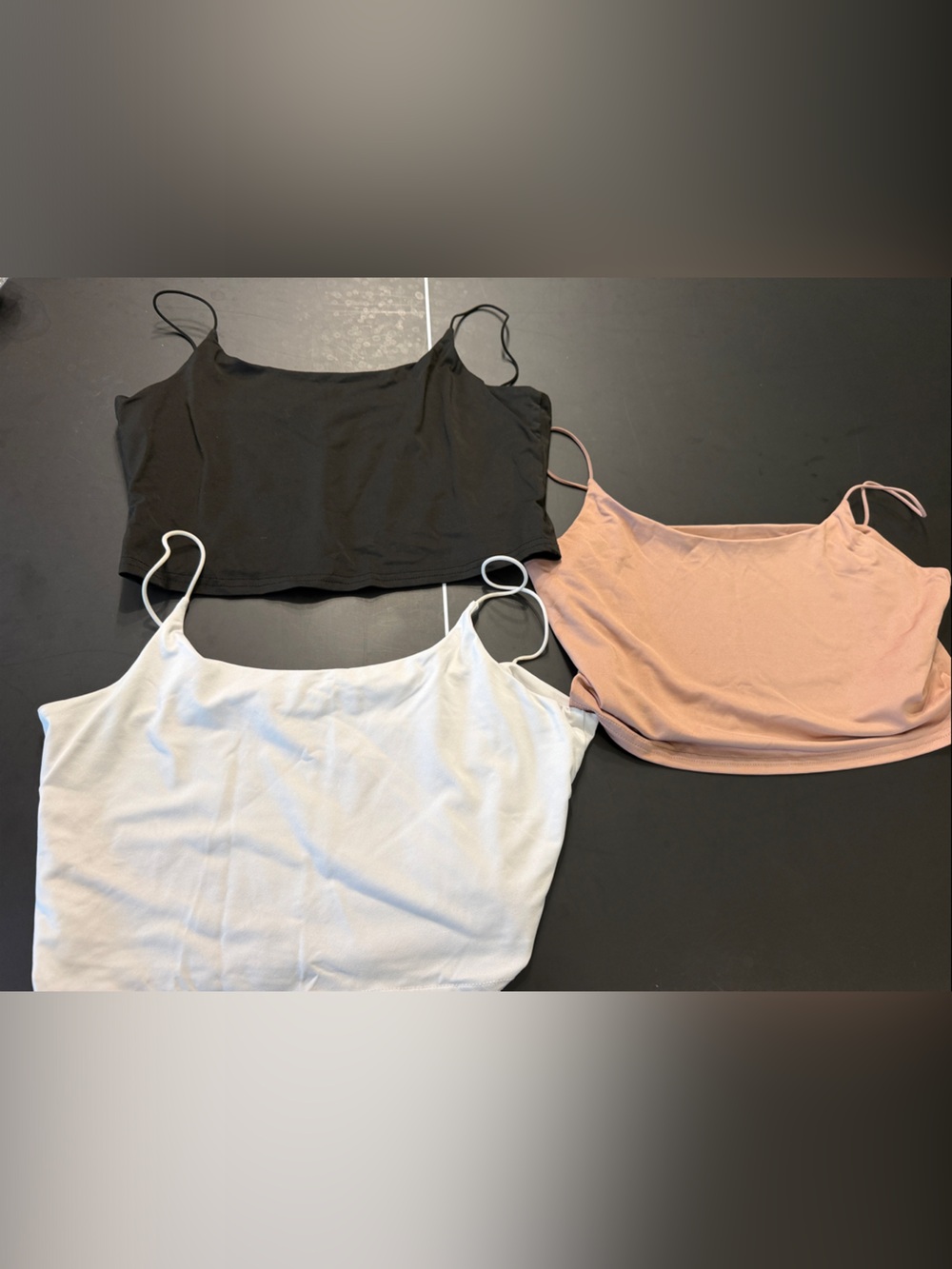 Women’s Set of 3 Crop Cami Top - Lightweight Spaghetti Strap